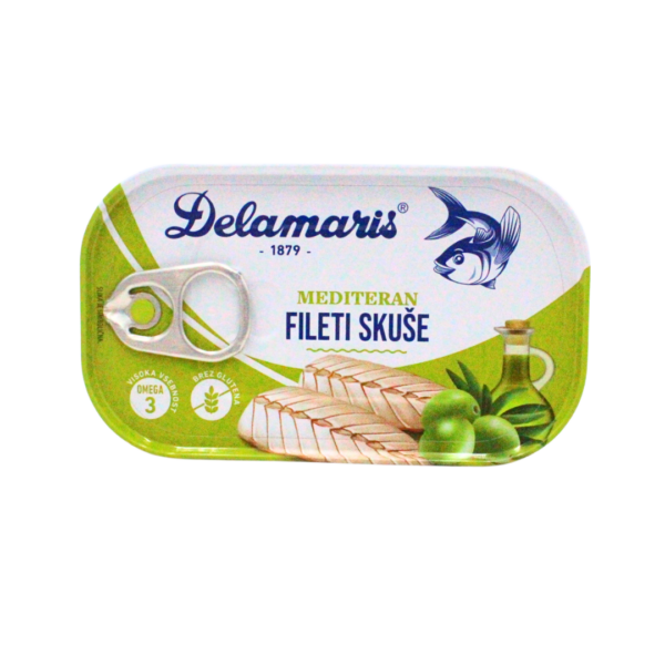 Skuša fileti u maslinovom ulju 125g Delamaris