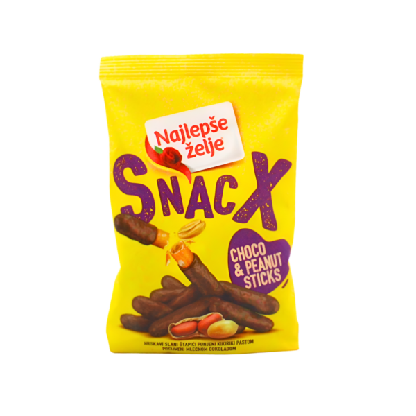 Čokoladni štapići punjeni kikirikijem,SnacX 80g